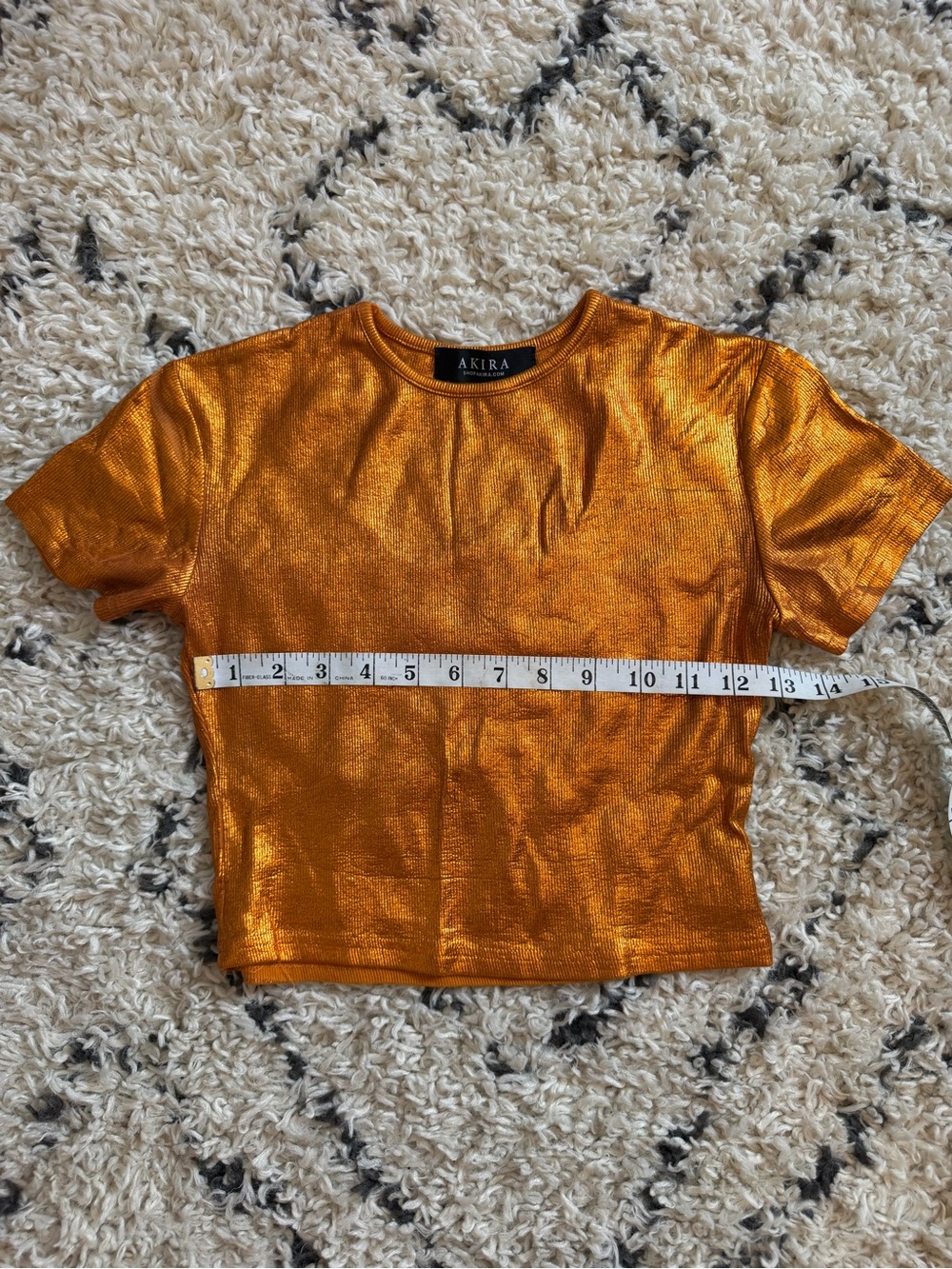 AKIRA Metallic Orange Cropped Tee Size Woman M
